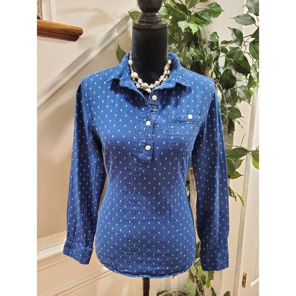 Per Se Women's Blue 100% Cotton Collared Long Sleeve Casual Button Front Shirt M - Picture 1 of 11